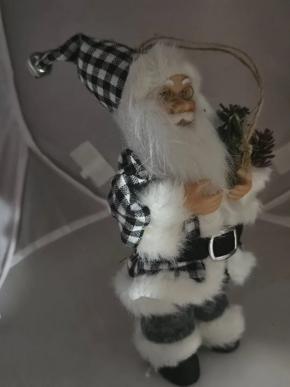 2 Cute Santa Hard Plastic Ornaments - Preowned
